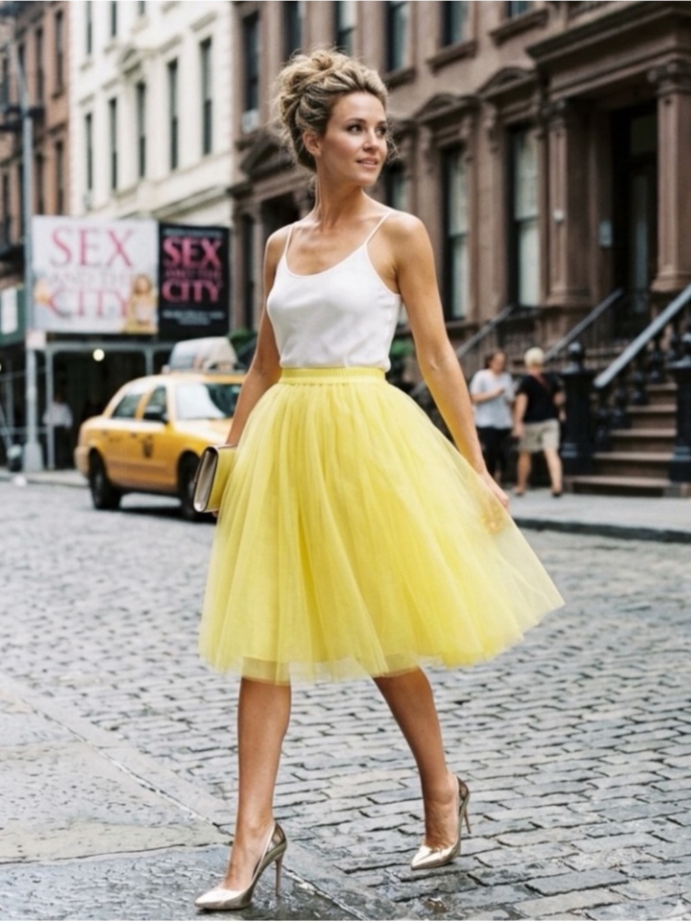 NWT Yellow Tulle Tutu Skirt Small Carrie Bradshaw SATC Style Balletcore Midi